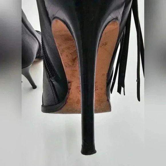 Coach Lolita Black Leather Bootie with Fringe Womens Size 6 - Picture 10 of 12